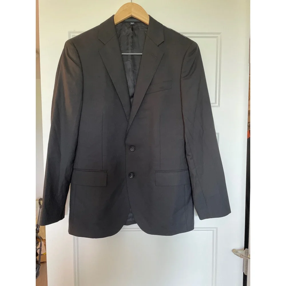 J. Crew Black Ludlow Modern slim-fit suit jacket in Italian wool 38S NEW